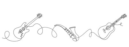 Abstract music background, vector illustration. Musical tools of electric guitar, guitar and...