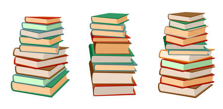 Books stack vector illustration set Pile of books Hardback books compositionのイラスト素材