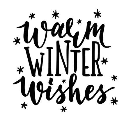 Warm Wishes vector illustration. Hand drawn creative calligraphy, lettering. Greeting cards and invitations of Merry Christmas and Happy New Year, wedding, birthday, Valentine s Day,のイラスト素材