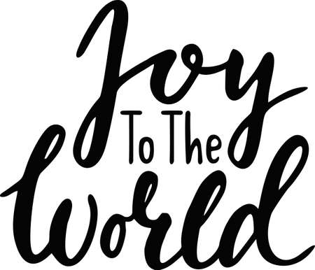Joy to the world. Christmas phrase. Black color lettering. New Year decoration card. Quote isolated on background. Vector illustration.のイラスト素材