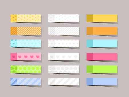 Post stickers isolated on transparent background. Colored sticky stickers. Vector color sticky tapes...