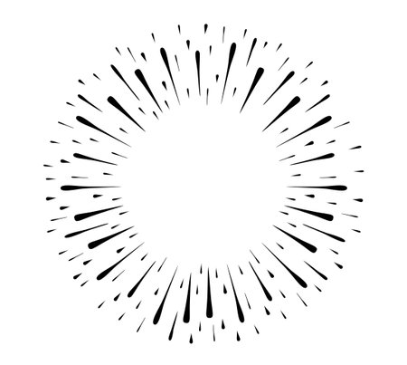 Starburst doodle design element. Sunburst frames sketch illustration.のイラスト素材