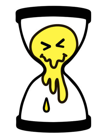 Melting Smile and hourglass. Hourglass creative. Streetwear Design black and yellow color commercial use. Vector trendy cartoon character.のイラスト素材