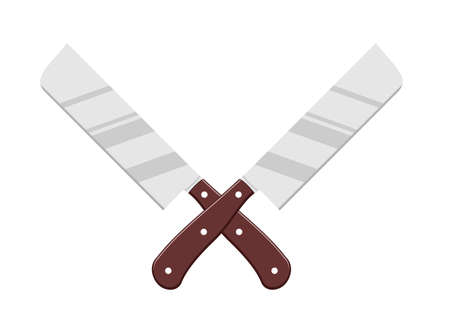 Crossed cleavers knives. Vector illustration.のイラスト素材