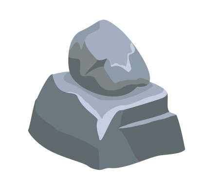 Stone ledge. Pile rock outdoor, mineral block mountain cliff, construction building, cartoon vector isolated on white backgroundのイラスト素材