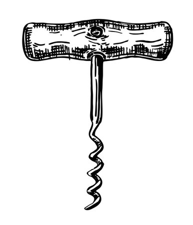 Hand drawn corkscrew illustration in sketch style isolated on white background. Vector illustration. Vintage styleのイラスト素材