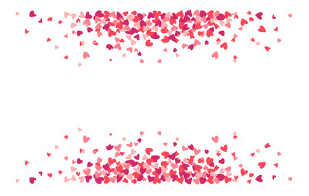 Heart frame for Valentines day. Abstract love background for your Valentines Day greeting card design. Red and rose Hearts horizontal frameのイラスト素材