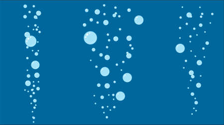Abstract background blue bubbles composition set. Ocean water texture. Water boiling icons, foam circles effervescent compositions, cleaning signs. Cleaning detergent, shower gel or shampoo. Vectorのイラスト素材
