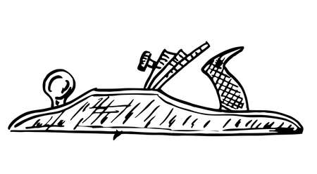 Jointer vintage sketch in monochrome style isolated vector illustrationのイラスト素材