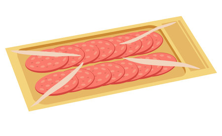 Sausage slices vacuum packed icon isolated on white background.のイラスト素材