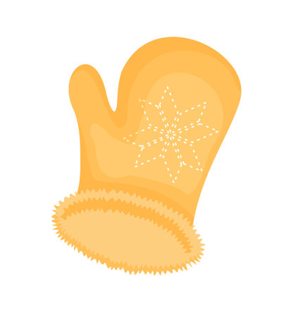 Warm knitted mitten. Vector design warm mittens isolated. Cute gloves with snowflakes for the winter season. Comfort and warmth conceptのイラスト素材