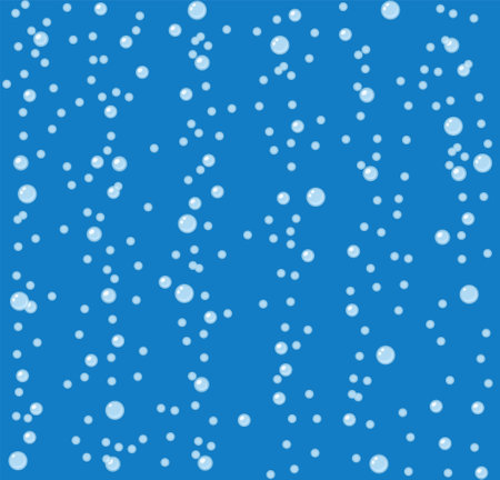 Bubbles vector seamless background with flat line icons. Soap texture. Gentle repeating background pattern of blue bubbles on a blue background. Abstract wallpaper with fizzy effect.のイラスト素材