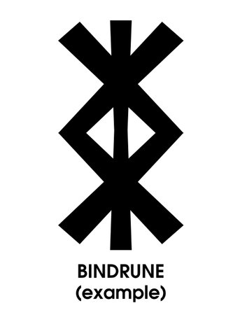 Bindrune. Protective sign. Viking bind rune silhouette. Scandinavian bind runes design for different patterns and backgroundのイラスト素材