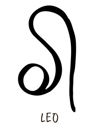 Astrological Leo zodiac sign. Hand drawn vector illustration. Simple ink sketch art. Horoscope sign. Black colorのイラスト素材
