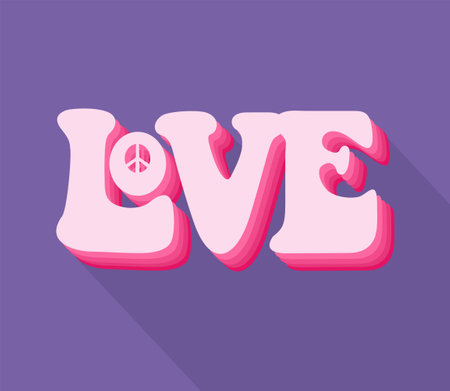 60 s aesthetics hippie love free spirit. Retro inspirational love slogan print. Colorful cute calligraphy text illustration. Vector lettering hippie font. t shirt and stickerのイラスト素材