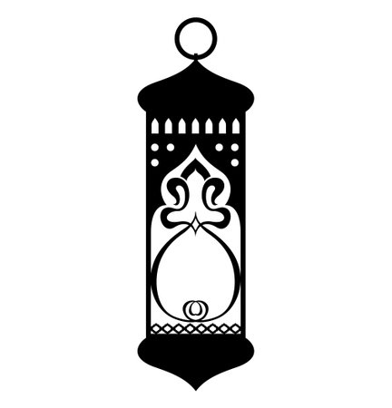 Islamic lantern silhouette flat logo vector illustration. Ramadan logo. Black lantern for Ramadan, illustration of monochrome frame lanternのイラスト素材