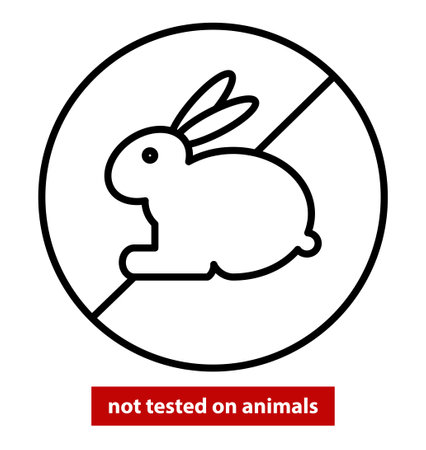 Not tested on animals. Icon. Not tested symbol. Cruelty free lab product label. Isolated Vector illustration. Editable Stroke.のイラスト素材