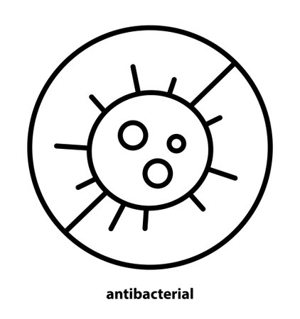 Antibacterial and antiviral defense. Antibacterial protection icon. Germs and microbe icon. Virus, bacteria, germs and microbe icon. Editable Stroke. Vector illustrationのイラスト素材