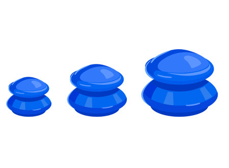 Vacuum silicone cans. Massage cups isolated on white. Massage jars for face and body. Medical anti-cellulite cups. Traditional medicine methods. Vector illustrations isolated on white backgroundのイラスト素材