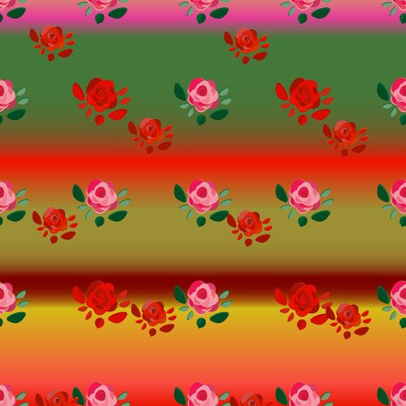 Seamless floral pattern with roses, colorful,vector for printのイラスト素材