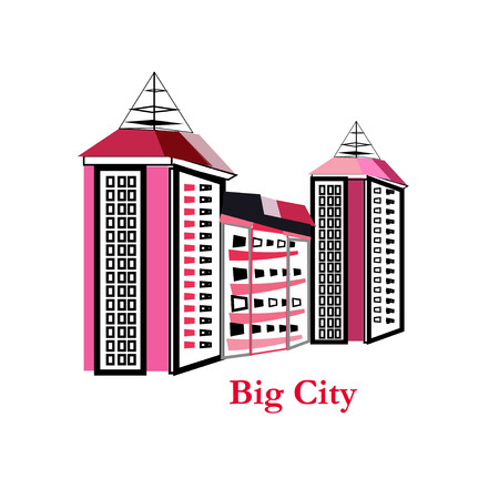Cityscape Building Line art Vector Illustration design - Big cityのイラスト素材