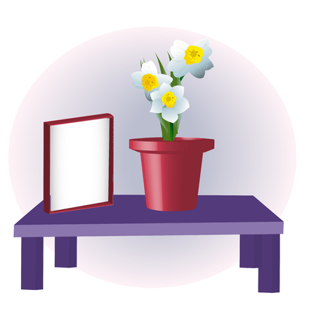 Empty frame and flower vase, mock upのイラスト素材