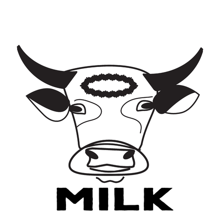 Cartoon happy caw isolated. Logo, print. cover for milk packageのイラスト素材