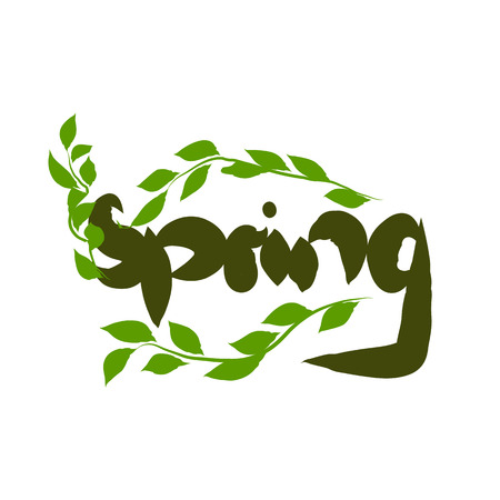 Spring green lettering Vector illustration template.banners.Wallpaper.flyers, invitation, posters, brochure, voucher discount.のイラスト素材