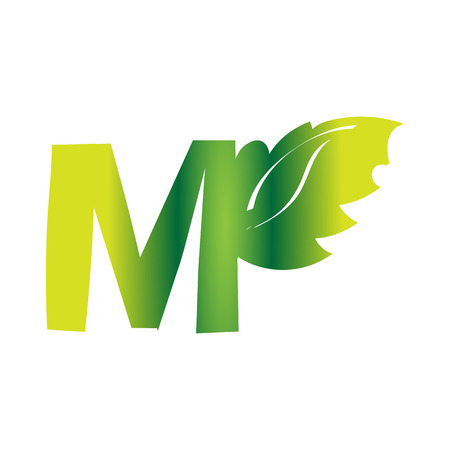 Monogram,Logo M Letter,Circle,Geometric,Abstract design template with mint leaf.Vectorのイラスト素材