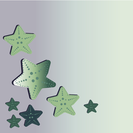 A beautiful green starfish washes ashore.のイラスト素材