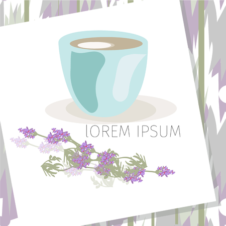 Frame with empty place for text or picture. White colored interior, with lavender flowers, Mock up.vECTORのイラスト素材