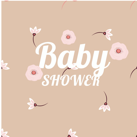 Baby Shower invitation vector design, vector, flower decorのイラスト素材