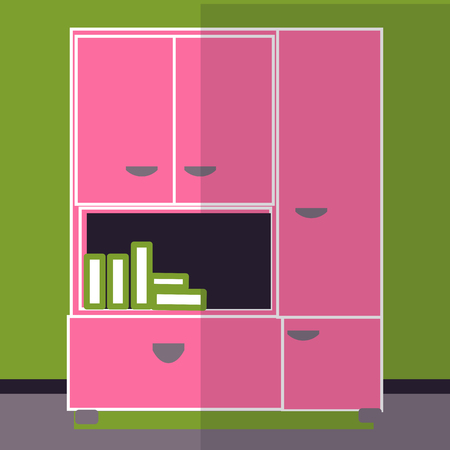 Elegant bookcase flat style vectorのイラスト素材