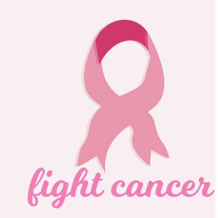 Fight Cancer. Vector Breast Cancer Awareness Poster Design. Stroke Pink Ribbon.Vectorのイラスト素材
