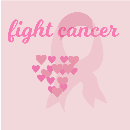 Fight Cancer. Vector Breast Cancer Awareness Poster Design. Stroke Pink Ribbon.Vectorのイラスト素材
