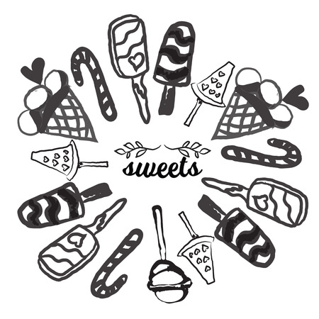 candies line icons set , vector illustration, sweetest day, PRINTのイラスト素材
