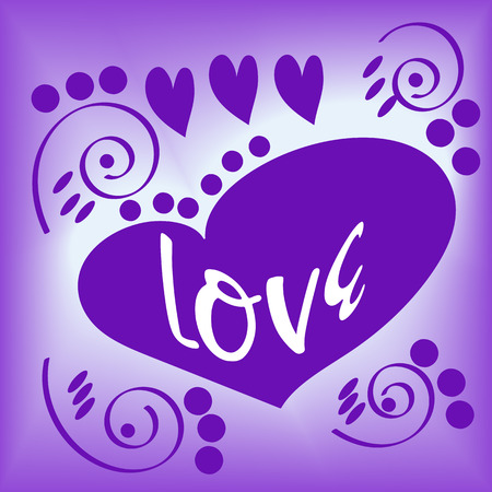 Illustration of love and valentine day, lettering. Violetのイラスト素材