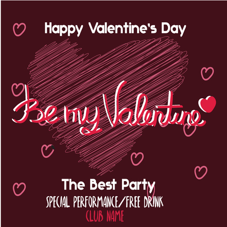 Romantic Valentines day lettering. Calligraphy postcard or poster graphic design. Hand written day Be my Valentine, heartのイラスト素材