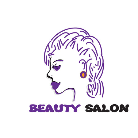 vector fashion icon, girl profile, fashion violet, elegant designのイラスト素材