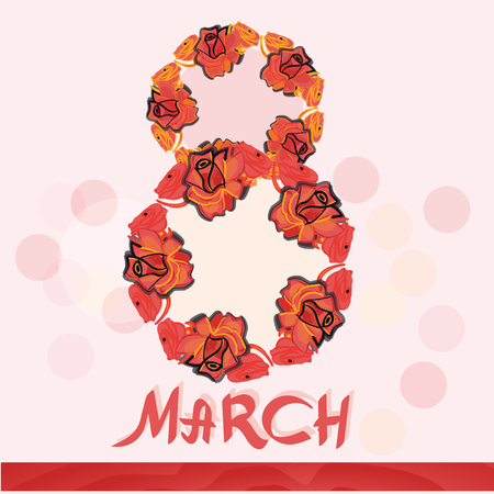 Red vector roses blur. Romantic background . St. Valentine s Day, 8 march, Woman s day, romantic holiday design.のイラスト素材