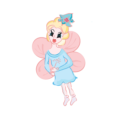 Illustration of a beautiful pink fairy in flightのイラスト素材