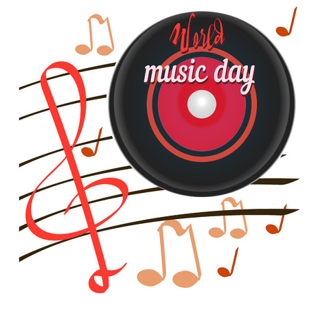 world music day, disc. sounds, planet of global music, vector bannerのイラスト素材