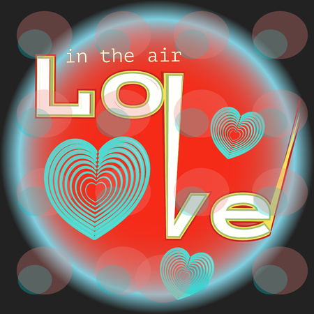 Neon sign, the word Love with heart on dark background. Design element for Happy Valentines Day. Ready for your design, greeting card, banner. illustration.のイラスト素材