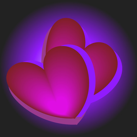 Festive violet background with hearts bokeh and glares. Vector for valentine dayのイラスト素材