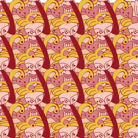 A mosiac Kalamkari design with floral motifs, flowerのイラスト素材