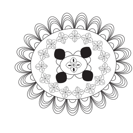 Flower Mandala. Vintage decorative elements. Oriental pattern, vector illustration. Mandala Coloring page.Circular pattern in form of mandala for Henna, Mehndi, tattoo, decoration.のイラスト素材