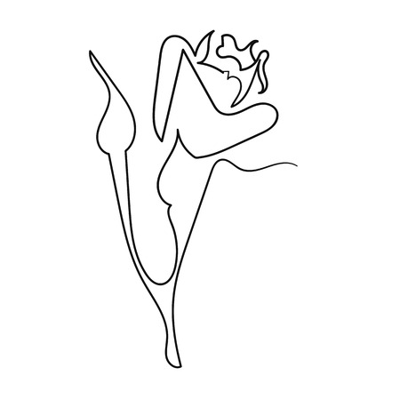 One line rose design. Hand drawn minimalism style vector illustrationのイラスト素材