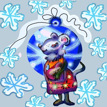 Cartoon mouse set. Cute rats in different poses and situations. Big collection of funny rodent animal for 2020 chinese new year designのイラスト素材
