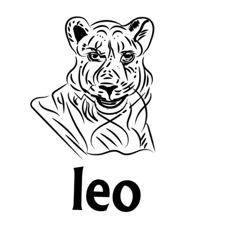 leo symbol is good for tattoo or logo, art modern illustrationのイラスト素材