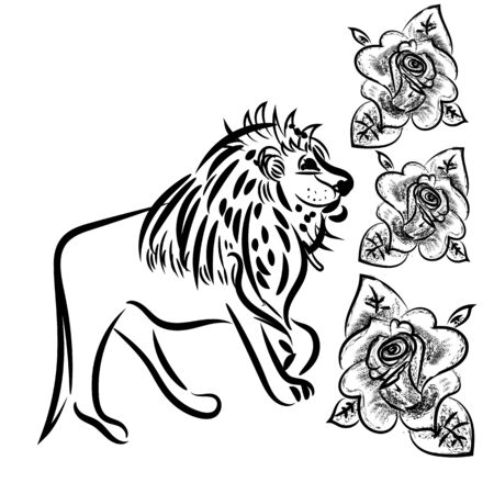 astrological sign Leo,styled rose for tattoo or fashion illustrationのイラスト素材